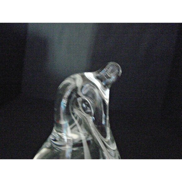 Clear Glass Penguin Figurine with Red Fish Inside Belly Artisan Paperweight Deco - Picture 12 of 12